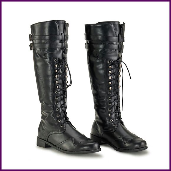 Medieval Renaissance Pull-On Mid Calf Gothic Boots Flat Jazz Shoes